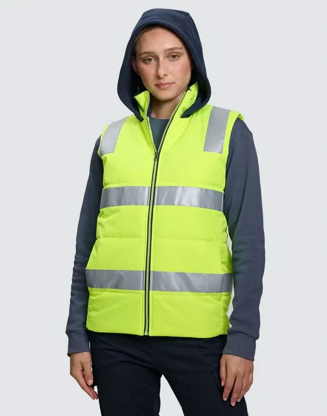 Unisex Hi-Vis Safety Hooded Puffer Vest SW93